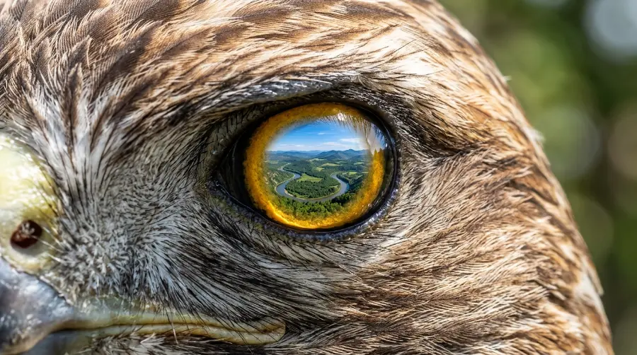Extreme close-up of a hawk's sharp eye