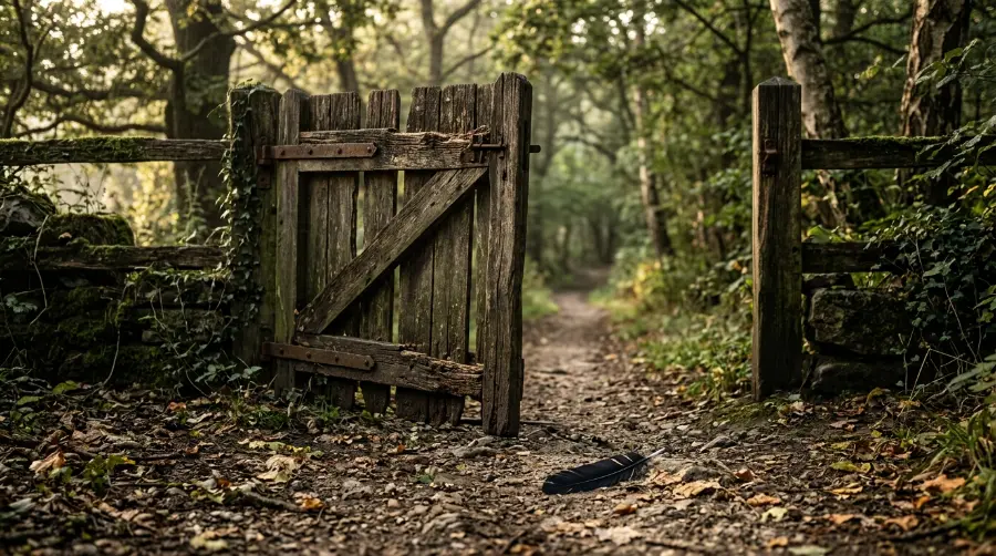 An open gate symbolizing an ending and a new beginning