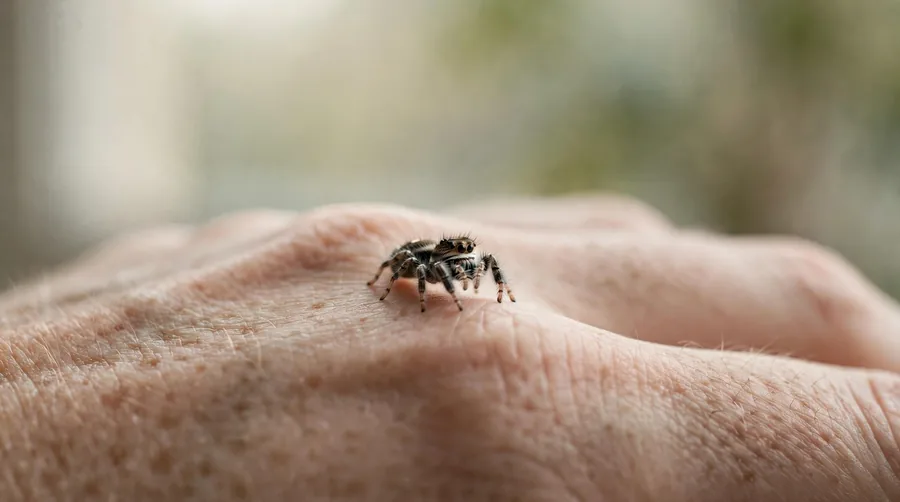 small spider crawling on a person's hand