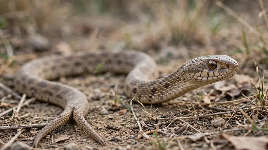 A single snake with a forked tail, showing two tails from one body